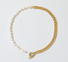 Load image into Gallery viewer, Pearl & 14 Gold Plated Chain Necklace- Handmade Jewelry