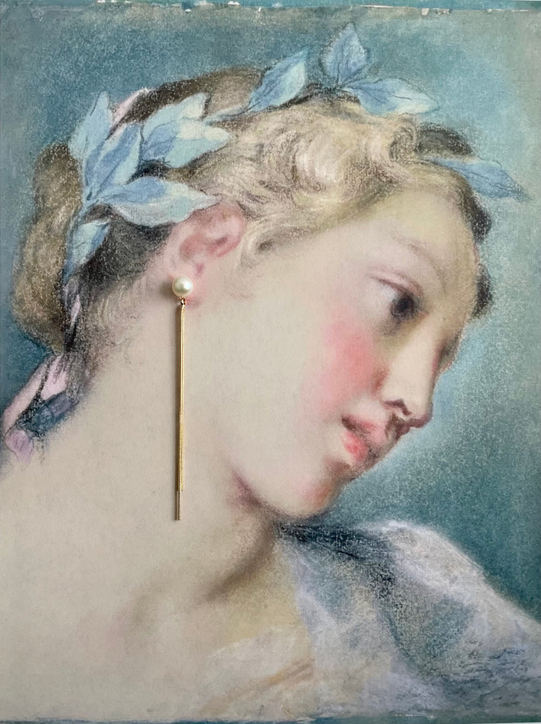 Pearl Earring with 14k gold tassel