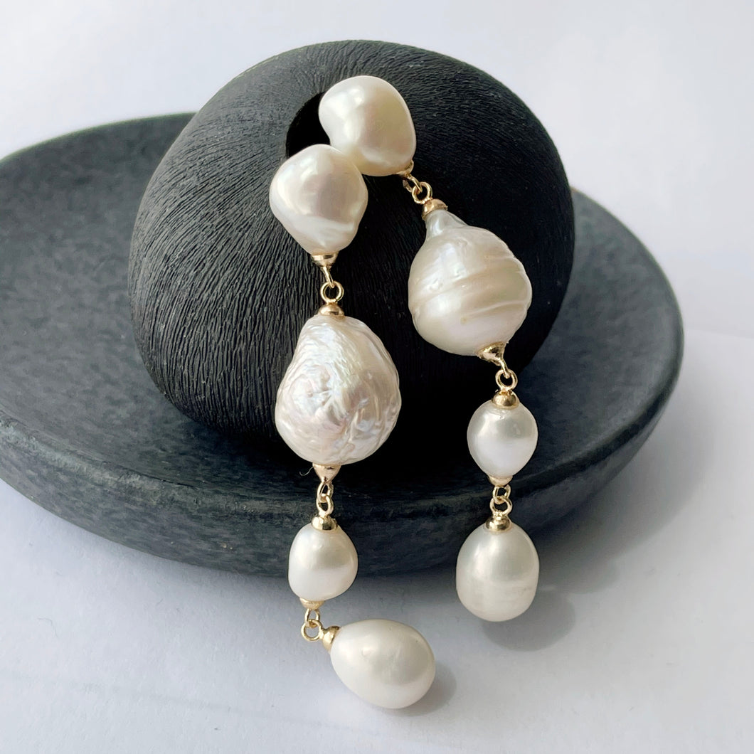 Long Baroque Pearl Earring Handmade Jewelry