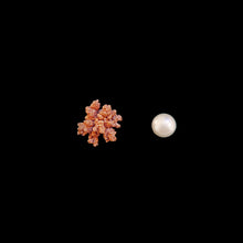 Load image into Gallery viewer, &quot;Coral of the Sea&quot; Earring Art Jewelry with Copper Crystal And Fresh Water Pearl
